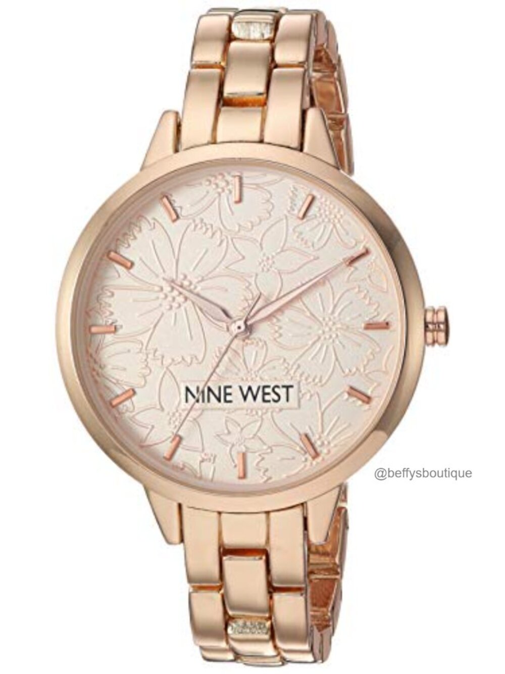 Women's Floral Dial Bracelet Watch Rose Gold-Tone Adjustable